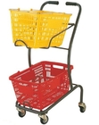 Trole da compra da cesta do estilo japonês/dobro do trole do cesto de compras da rede de arame com as 4 rodas do giro