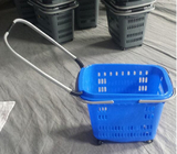 Tração Rod da liga de alumínio que dobra cestas plásticas do cesto de compras móvel com punhos