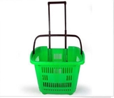 Cesta plástica comercial nas rodas com punho, cestas do supermercado e troles