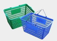 Recicle cestos de compras à mão plásticos, cesto de compras azul do armazenamento do mantimento durável