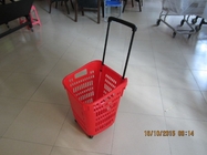 Carro plástico vermelho da cesta do rolamento para o supermercado/cesto de compras vegetal