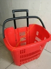 Plástico durável que dobra a cesta de mão vermelha da compra com rodas/cesta do trole para a loja