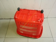 Plástico durável que dobra a cesta de mão vermelha da compra com rodas/cesta do trole para a loja