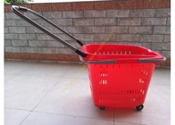 Cesto de compras plástico empilhável com as rodas para o GV do mantimento/supermercado