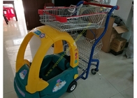 O carro do brinquedo da alameda dos carrinhos de compras das crianças do tamanho da criança caçoa o trole da compra