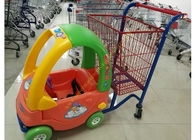 O metal do divertimento do carro do brinquedo do supermercado caçoa o trole dos carrinhos de compras com rodas