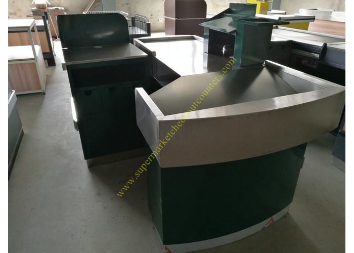 Obscuridade varejo do contador de verificação geral do caixa do metal do estábulo - posição verde do assoalho